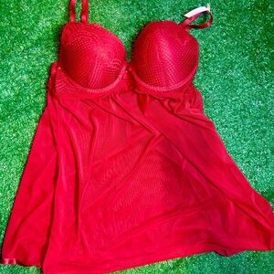 Daisy Fuentes Red Chemise with Underwire Support Push Up